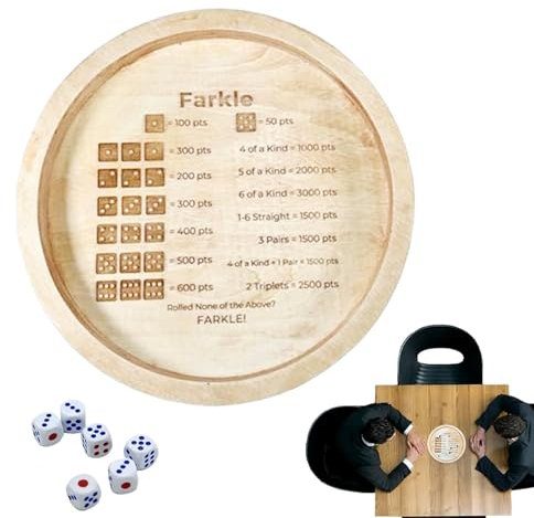 Würfelbrett - Rundes Würfelbrett aus Holz, runder Tablett-Würfelhalter | Brettspielbedarf, personalisiertes Würfelbrett, Familienspielabend für Familienabende, Camping,