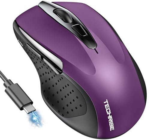 TechRise Souris Bluetooth,Souris sans Fil (BT5.0/3.0 et 2.4G),Souris Rechargeable USB 4800 DPI, Souris Ergonomique Silencieuse,Mouse Adaptée pour PC, Mac, Ordinateurs Portables et Toutes Surfaces