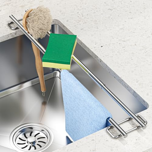 LOXSUN Spültuchhalter für Spülbecken, Verstellbarer Geschirrtuchhalter für die Küche über der Spüle, multifunktionaler Spülen-Abtropfer, Ordnungshelfer, Spülbecken- Spüle Organizer Küchenregal