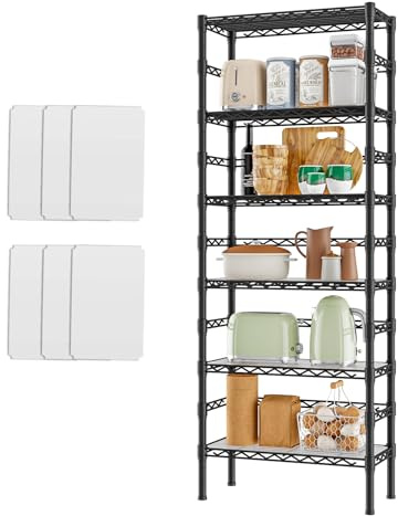 KZOBYD 6-stöckiges Metallregal, Lagerregal mit Höhenverstellbar Regalböden | 59 * 26 * 161 cm, Robustes Standregal, Küchenregal, Regale für Küche, Bad & Büro Vorratskammer Abstellraum, Schwarz