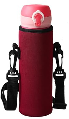 GEDOX Housse pour bouteille d'eau - Support pour bouteille d'eau portable avec sangle | Sac porte-bouteilles d'eau en néoprène | Couverture isolée du sac de la fourchette, 8 x 19 cm : rouge vin