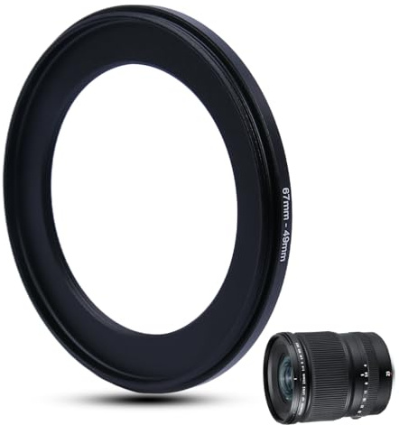 Metall Step-Down Ring Filter Adapter - 67mm auf 49mm - Metallring Step-Down Adapter für Filter, kompatibel mit Allen 49mm UV, CPL, ND-Filtern, Objektivhauben, gewindegedrehten Objektiven usw