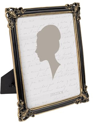 Vintage-Bilderrahmen 20,3 x 25,4 cm, luxuriöse antike Fotorahmen mit Glasfront, Tischaufstellung/Wandaufhängung, Schwarz-Gold