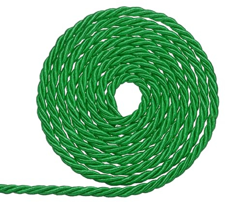 sourcing map Twisted Cord Trim, 3mm/11 Yard Trim Cord Rope 3-Ply Polyester Silk Twine Braided Rope for Home Decor Graduation, Green