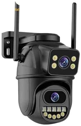 Videocamera Sorveglianza, Telecamera di sorveglianza , doppio obiettivo, zoom digitale 4X, rilevamento umano AI, telecamere IP PTZ di sicurezza esterna per uso esterno e domestico(8MP With 32G Card)