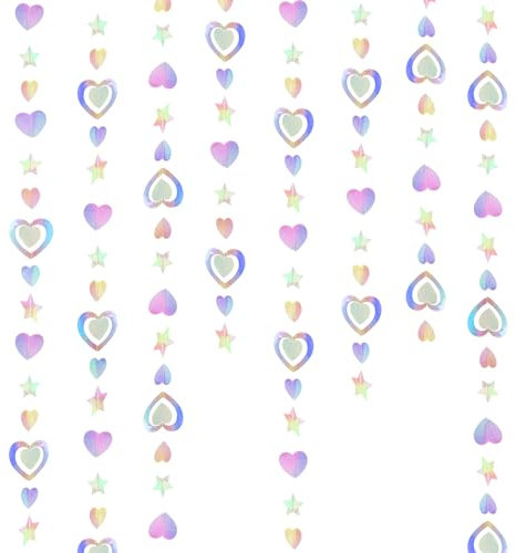 Hängenden Party Girlande Geburtstag, Papier Geburtstagsgirlande Deko für Kinder und Erwachsene, Glitzer Herz Girlande Sternengirlande für Fasching, Hochzeitsfeier, Babyparty,3M
