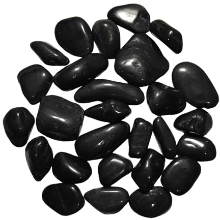 2000g Galets Naturelsdecoratif Poli, 4-6 cm Petit Cailloux Decoratif pour Plante, Galets de Rivière Pierres Polies Décoratives Naturelles pour Aquarium Vase Jardin Plantes (Noir, 4-6 cm)