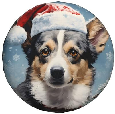 Reifensack Hund Mit Weihnachtsmütze Uv-Schutz Reifenschutzhülle Universal Reifentaschen Für Caravan Auto SUV 16 inch
