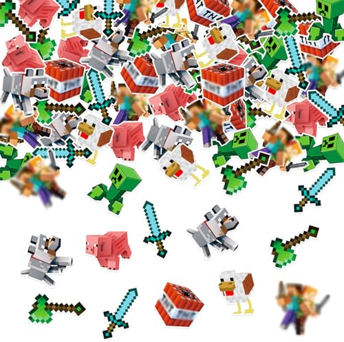 ParPix 100 Stk Pixelmotiv Geburtstag Konfetti, Groß 5,7cm Pixel Kindergeburtstag Streudeko,Videospiel Party Confetti, Spiel Geburtstag Deko Konfetti,Gamer Geburtstags Party Streudeko,Pixel Thema Party