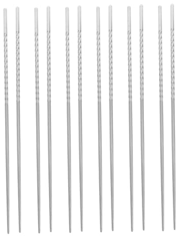 Sosoport 6 Pares De Palillos Inoxidable Con Antideslizantes Extra Largos De 388 Cm 15 Pulgadas Redondos Y Reutilizables Para Cocinar En Ollas Calientes Fideos Y