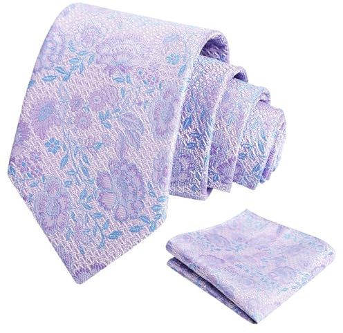 Alizeal Ensemble de cravate, mouchoir de poche et nœud papillon pour homme Motif floral 8 cm Élégant pour mariage et travail, taille unique