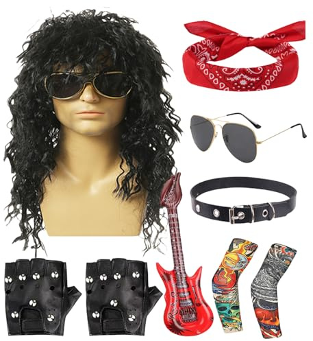 Duqulle Rocker Costume - Metal Disco Cosplay Clothes - Hippie Costume Set for Outdoor Halloween Stage Performance Holiday Women Men Party Musical Festival
