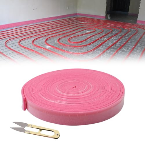 Strisce isolanti per Bordi 10 cm x 5 mm x 15 m,Autoadesive per Isolamento Dei Bordi,Nastro per Giunti di Dilatazione,per Riscaldamento a Pavimento,Compensazione