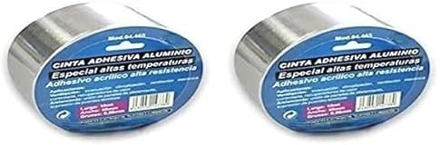 Blendend Cinta adhesiva de aluminio 50mm x 25mts, resistente al calor y humedad, ideal para reparaciones, aislamientos y manualidades. (Paquete de 2)