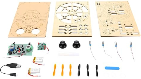 Plyisty Holz-Drohnen-Modellbausatz, DIY 3D-Bausteine, Quadrocopter, STEM-Spielzeug mit One-Key-Start, Not-Aus, 3 Geschwindigkeitseinstellungen und Headless-Modus