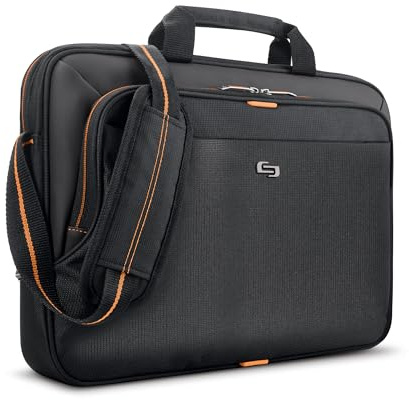 Solo New York Aktentasche – Laptop-Tragetasche für Damen & Herren, Slip für Reisen & Arbeit, verstellbarer Schultergurt – Ace Slim, Schwarz, 15.6, Ace Slim Slip