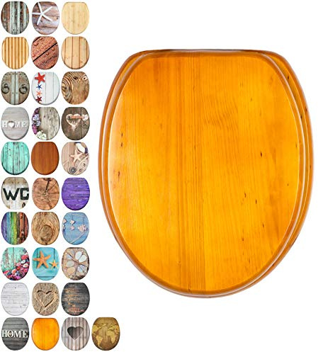 Sanilo Toilet Seat, Wide Choice of Wooden Toilet Seats, Stable Hinges, Easy to Mount (Wood)