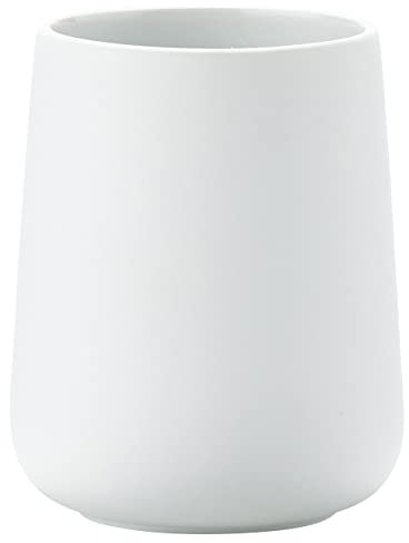 Zone Denmark Nova Zahnputzbecher, Zahnbürstenbecher aus Porzellan mit Soft Touch-Beschichtung, Durchm. 8 cm, Höhe 10 cm, Weiß