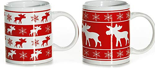 Annastore 12 x Weihnachtstassen - Glühweinbecher mit schönen Motiven Farbe 12 x Elchdesign