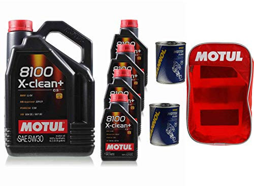 QR-PARTS 69810321 9L Motoröl Motul 8100 X-clean+ 5W30 2x MANNOL Motor Flush ADDITIV inkl. Tasche