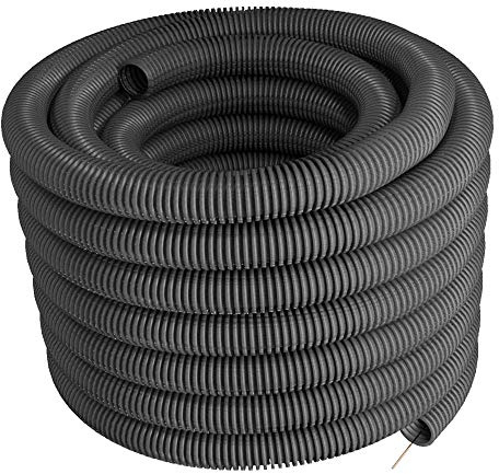 Elektroplast 50m Leerrohr Kabelkanal Wellschlauch Wellrohr ⌀25mm 320N 25/19 Schwarz Synthetischer Gummi 0.76 €/m Rohr mit Zugdraht 1873