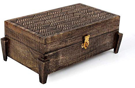 Ajuny – Portagioie realizzato a mano, in legno antico, stile vintage, per orologi e chiavi, multiuso