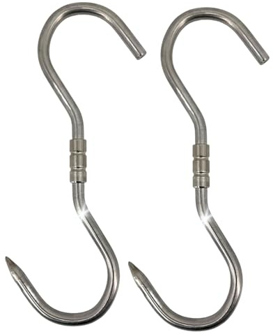 TronicXL 2 Stück PROFI S-Haken - 260x10mm Drehhaken Edelstahl Dreh Haken Wildhaken Zerwirk-haken Swivel Hook Fleischhaken drehbar zum Aufhängen von Wild Fisch Würste Parma Schinken Wildschwein