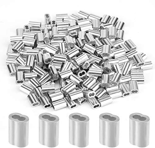 AIEX 200 Pezzi Manicotti in Alluminio Manicotti per Fune Metallica per Cavo e Cavo di Diametro 1,5 mm