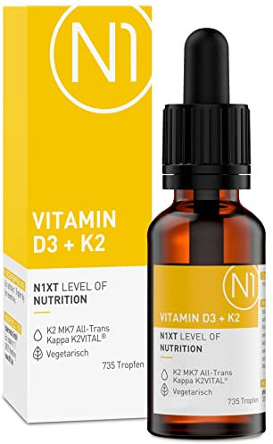 N1 Vitamin D3 K2 Tropfen 735 St. - Premium: 99,7+% All-Trans (K2VITAL® von Kappa) + hoch verfügbares D3, vitamin d k2, hochdosiert, optimal dosiert