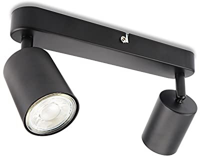 da LIGHT LED Deckenlampe 2-flammig, Dreh und Schwenkbar Deckenstrahler Spotleuchte Wandspot, GU10 (ohne Leuchtmittel) Retro/Vintage Deckenleuchte 230V Schwarz für Wohnzimmer Schlafzimmer Küchen