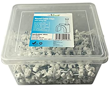 Weiße runde Kabel-Clips, K-Typ, Handelsbox, 4 mm, 500 Stück