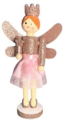 Tubayia 7 Inch Wooden Nutcracker Angel Girl Ornaments Christmas Hanging Dolls Toy Decoration Craft (Pink)