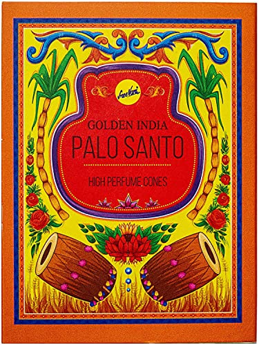 Sree Vani Golden India - Conos de incienso de alto flujo de perfume Palo Santo (paquete de 10)