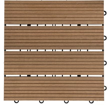 Home Deluxe - WPC Klickfliesen BAVARO - 3m², Farbe: Teak - 11 Fliesen á 30 x 30 cm I Terrassenfliesen Holzfliesen Klickfliese Bodenfliesen