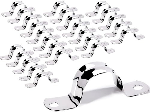Metall U-Typ Rohrschellen 25 Stück Rohrschelle 25mm Edelstahl befestigungsschelle Zweiloch U-förmige Metallschellen für Befestigung der Gasrohre Wasserrohre und Kabeln(M25)