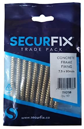 10 x Concrete Frame Screws 7.5 x 80mm Window Fixings for Masonry Stone & Brick