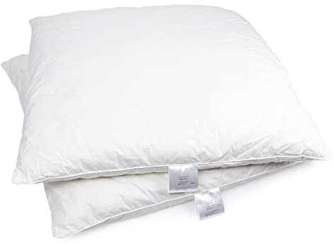 H&F Heimtextilien 2-er Set Premium Qualität | Kopfkissen 80x80 cm | Füllung: 1000 Gramm | 100% Natur Kissen | Bezug: 100% Baumwolle | Daunenkissen 80 x 80 cm | Oeko-TEX Zertifiziert