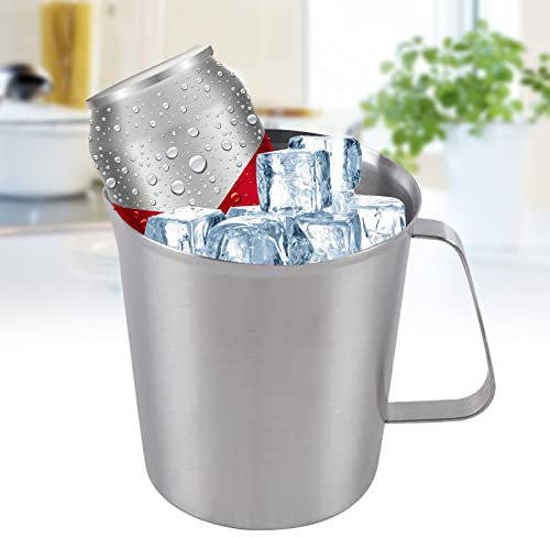 Jarra medidora de acero inoxidable de 1 L con escala y mango de ml, taza medidora graduada para cocina, café y té