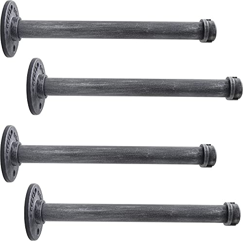 LINKPIPES Regalhalterung, 4-Pack schwimmende Regalhalterung Rustikale Wand montiert, Industrierohr Regal Heavy Duty Support Hardware für Holz (8,Schwarz Grau)