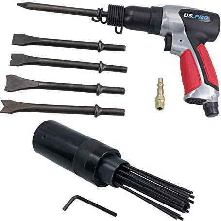 190mm Air Hammer Chisel with Chisels & Air Needle Descaler for Rust Body Panels