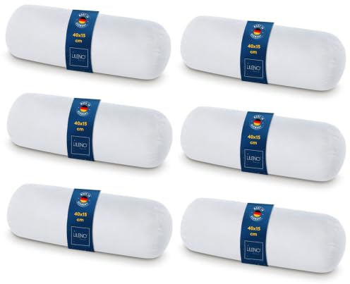 LILENO HOME Microfaser Nackenrolle 15x40 cm [6er Set] bis 95 Grad waschbar - Kopfkissen 15x40 cm als Kissen-Füllung für Bett oder als Deko-Kissen - Sofakissen & Zierkissen