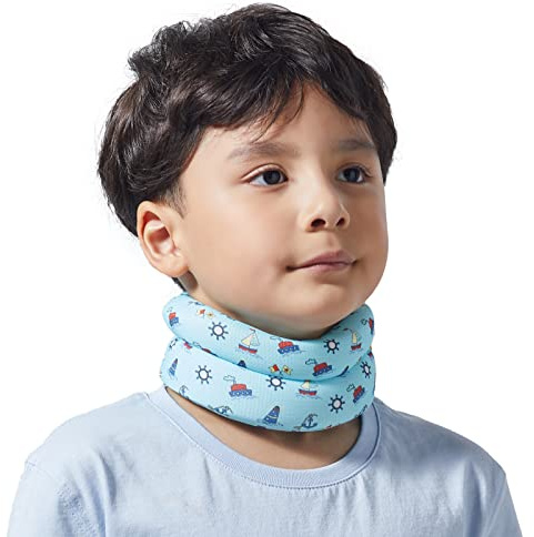 Willcom Nackbandage för barn för nacksmärtor, skum, pediatrisk halsringning för sömn, nackstöd för ungdom för centrifugaldröm, torticollis och skada (blå, S, 27–29 cm)