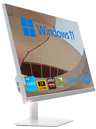 SIMPLETEK - All in One i3 10ª Gen AiO 27 2K Windows 11 Pro 16GB RAM SSD 240GB con GPU RX550 4GB WiFi6 + BT 5.2 + Webcam | Ideal para edición/juegos