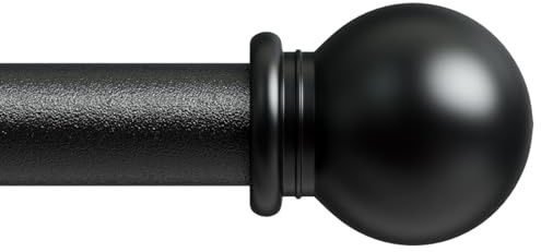 Bastoni per tende neri per finestre da 71 a 62 pollici, set di aste per tende regolabili con diametro di 5/8 cm, con staffe, asta standard in metallo resistente, per soggiorno, camera da letto, facile