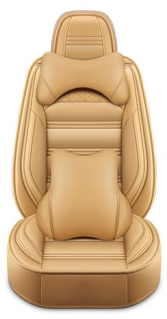 nenyan Autositzbezüge Komplett Set Universal in Premium Design | Schonbezüge für die Vordersitze & Rückbank | Auto Sitzbezüge Airbag Geeignet | Wasserdicht Sitzbezug - Beige Luxus