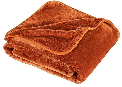 Moon - Plaid toucher cachemire - En matériaux recyclés - Couverture d'environ 150 x 200 cm - Qualité extra lourde : env. 500 g/m² - Rouille