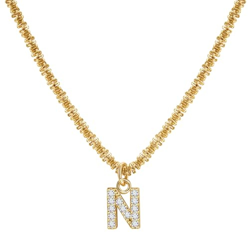 Joo&Rind Kette Gold Damen mit Buchstaben 18K Vergoldete Kette Edelstahl Damen Wasserfest Personalisierte Zirkonia Kette Frauen Hypoallergene Schmuck für Geschenke