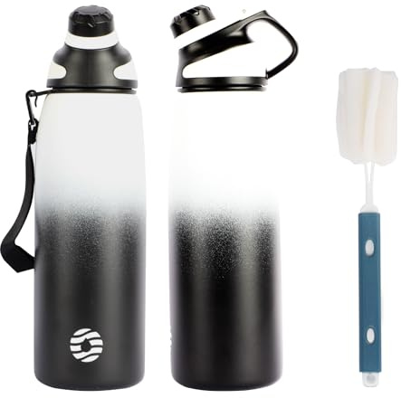 Fjbottle Edelstahl Trinkflasche Sport mit Magnetischem Deckel 1L, 800ml, 600ml, 400ml BPA-Frei Auslaufsichere Kinder Flasche - Kohlensäure geeignet 1500ML Wasserflasche Thermo für Schule, Fitness | Auslaufsicher, spülmaschinengeeignet und ideale Sportflasche für Fitness, Büro und Outdoor; nicht für Fahrradhalter.