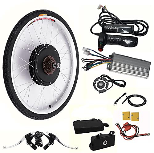26 Zoll Ebike Umbausatz Elektrofahrrad Motor, 48V 1000W Nabenmotor Set E Bike Kit mit Intelligent Controller PAS System