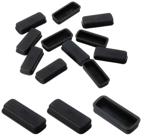sourcing map DVI Port Duct Covers Caps Port Anti Dust Cap Cover Silicone Plugs Protector for DVI Female End, Black Pack of 15